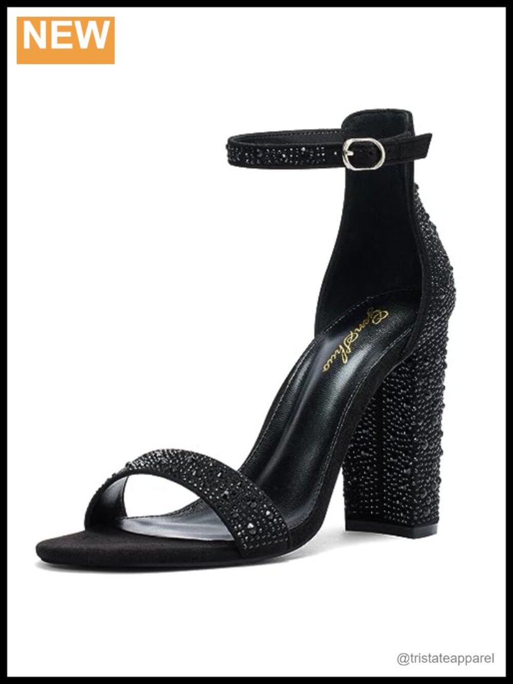 Women's 4-Inch Chunky High Heel Sandals with Ankle Strap Party Wedding Shoes
